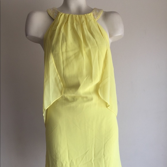 Cache Dress yellow size 8 NWT $178 chiffon - Picture 1 of 6